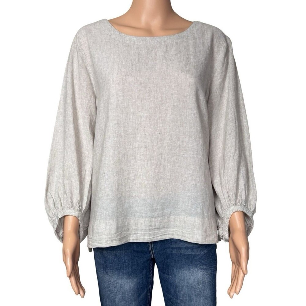 Matty M Womens Size X-Large Blouse Top Linen Oatmeal Tan Sand New